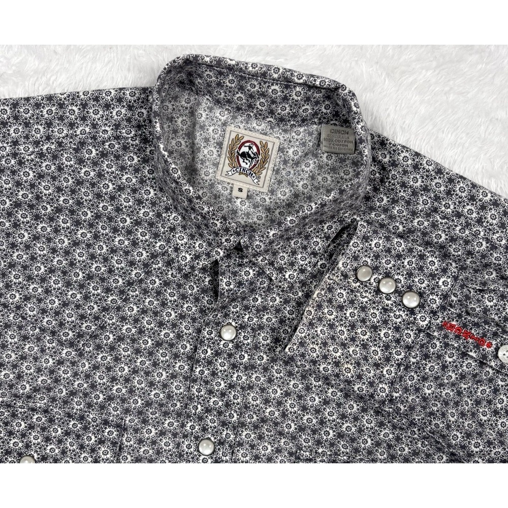 Cinch Western  Floral Shirt Mens S Pearl Snap Long Sleeve Cowboy Rodeo Embroider